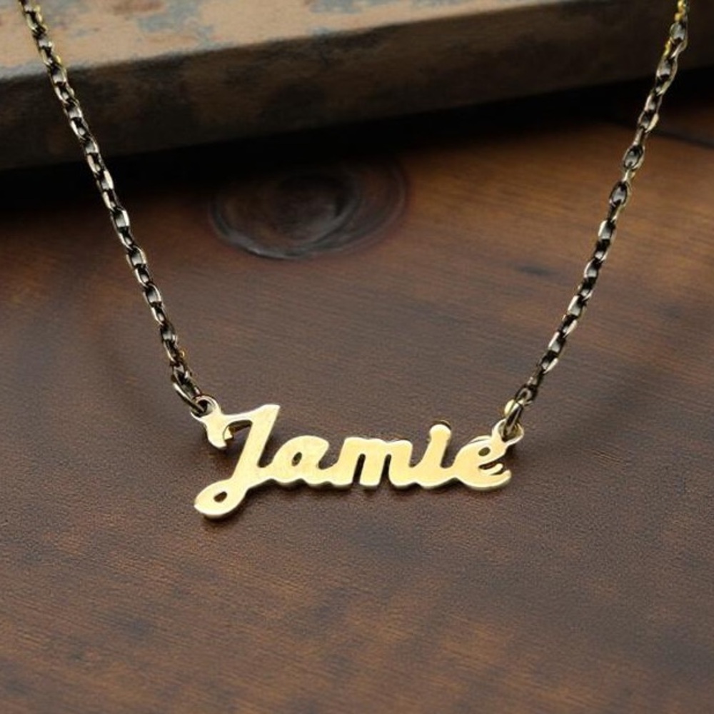 Gold Vermeil Italy 925 Sterling Silver Personalized First Name Necklace ‘Jamie’